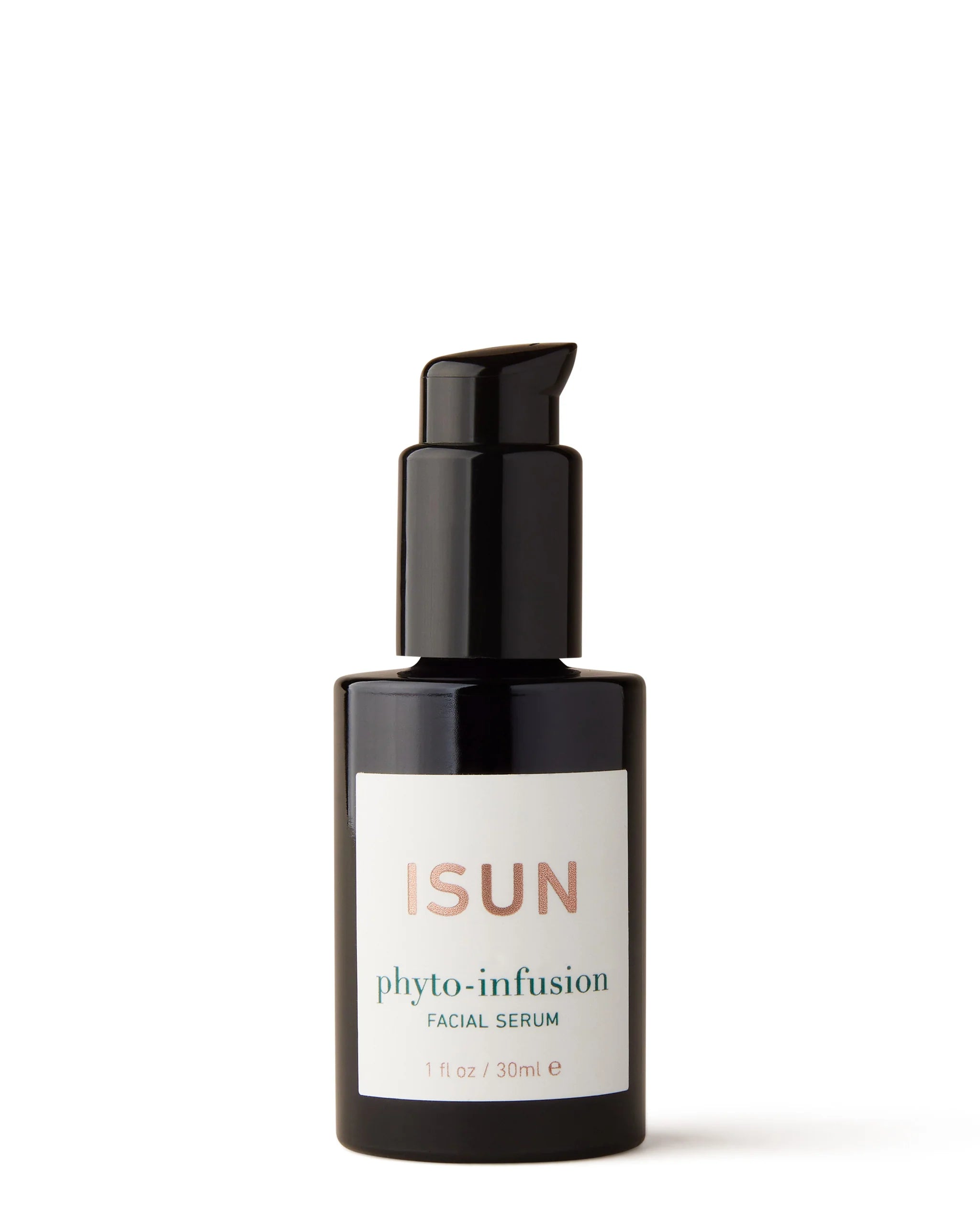 ISUN phyto-infusion facial serum bottle on a white background
