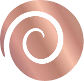 Copper spiral design on a white background