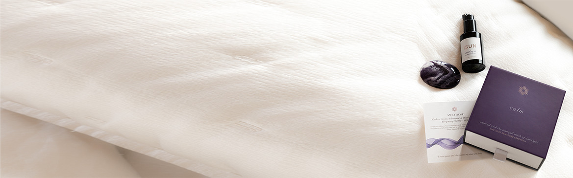 Purple box and products on a white background