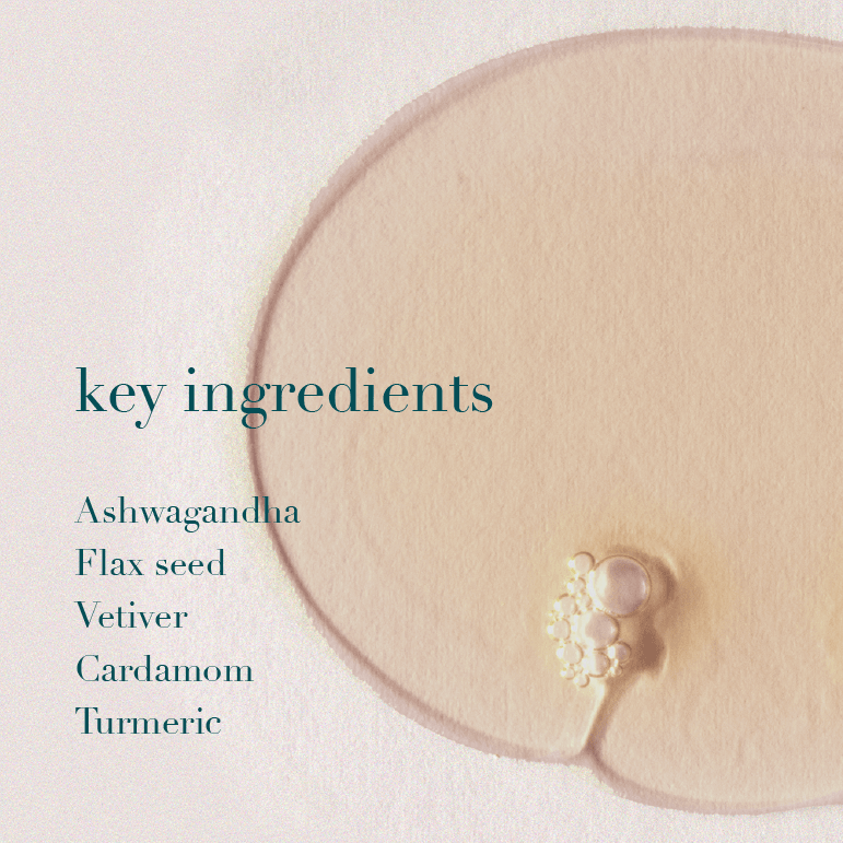 Product with key ingredients listed on a light background