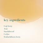 List of key ingredients on a golden oil background