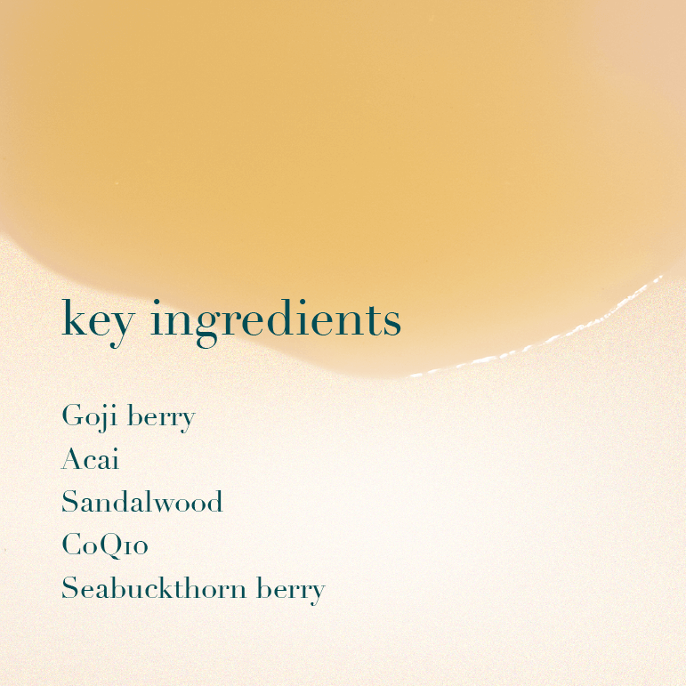 List of key ingredients on a golden oil background
