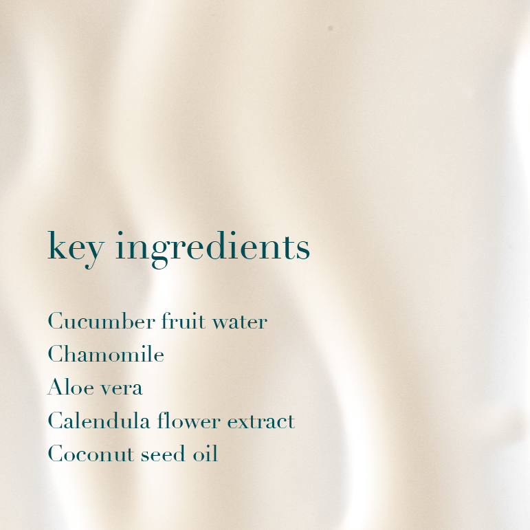 List of key ingredients on an off white product texture bacakground