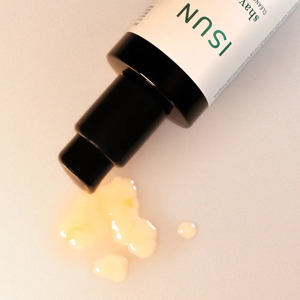 ISUN skincare product with gel being squeezed out on a light background