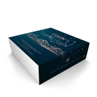 ISUN Solstice Ritual gift box in dark blue with stars, constellation lines and mountain artwork, on a white background.