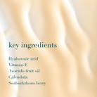 List of key ingredients on a beige product texture background